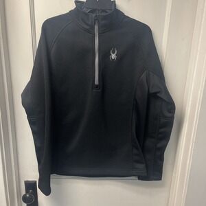 Spider black polyester half zip men's sweater-shirts M